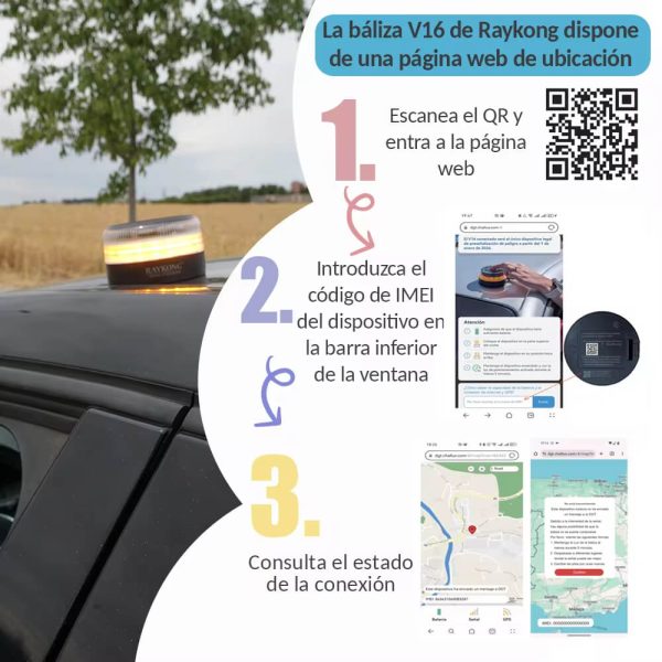 V16 Emergency Beacon Light: Your GPS-Enabled Roadside Safety Solution 2 piezas - Negro - Image 2