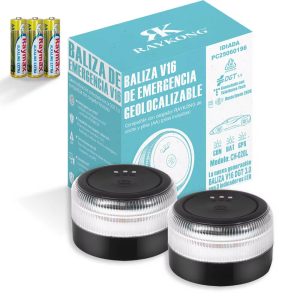 V16 Emergency Beacon Light: Your GPS-Enabled Roadside Safety Solution 2 piezas - Negro